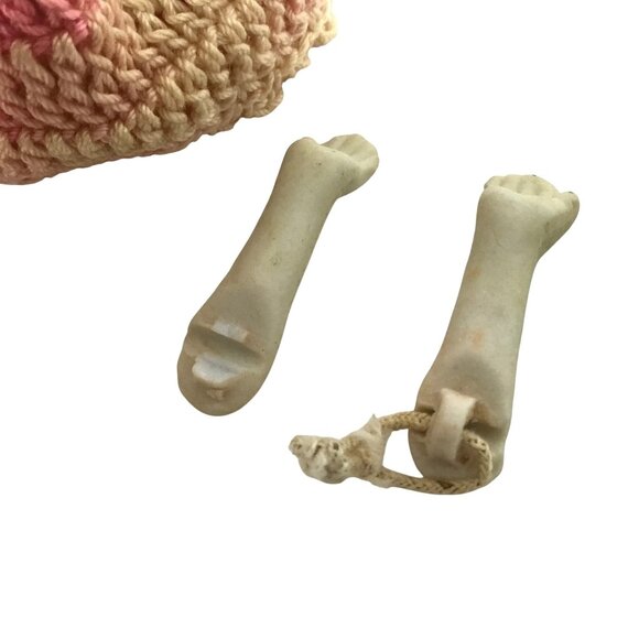 Antique Bisque Kewpie Doll (2) Jointed Arms Crocheted Dress Made In Japan 4 " - Picture 10 of 16